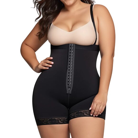 Women's Tummy Control Faja Lace Trim Butt Lifter Postoperative Full Body Shaper - Picture 3 of 9